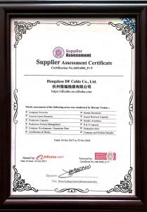 Supplier Assessment Certificate